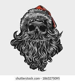 Hand Drawn Skull Wearing Santa Claus Hat Stock Vector Royalty Free