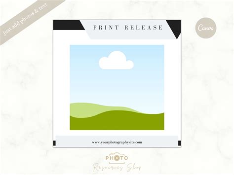 Photography Print Release Template Editable Canva Template Print