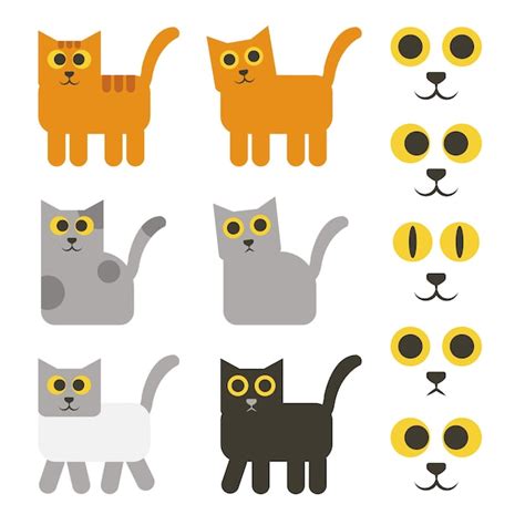 Premium Vector Cartoon Cat Set With Different Poses And Emotions