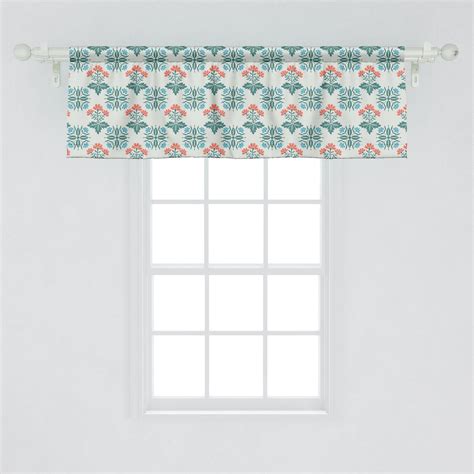 Ambesonne Seafoam Window Valance Ornate Floral Arrangement Blossoming