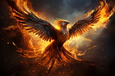 A Phoenix Rising From The Ashes A Fiery Bird Burning Bird Ai Generated