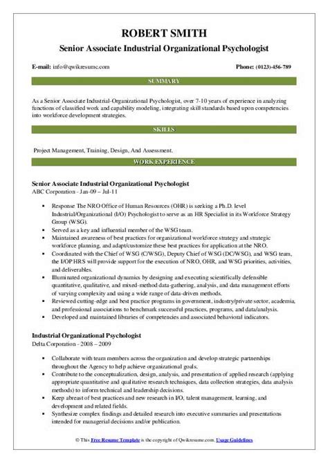 10+ Industrial Organizational Psychologist Resume Samples & Templates ...