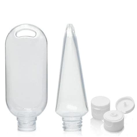 50ml Clear PVC Tottle Bottle Clip Flip Top Cap Ampulla Ltd