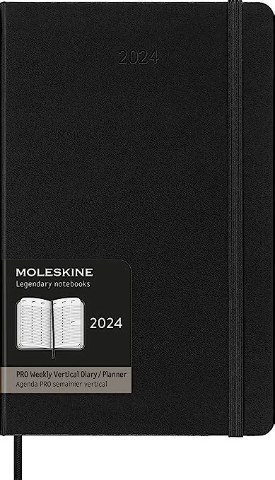 Moleskine Pro 2024 12 Months Hard Cover Vertical Weekly Planner Black