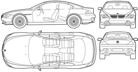 2004 BMW 6 Series E63 Coupe V2 Blueprints Free Outlines