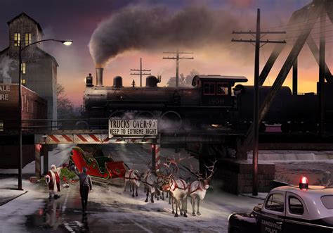 Santa's Y Bridge Incident, Zanesville, Ohio, C. 1950 - by Ron Cole