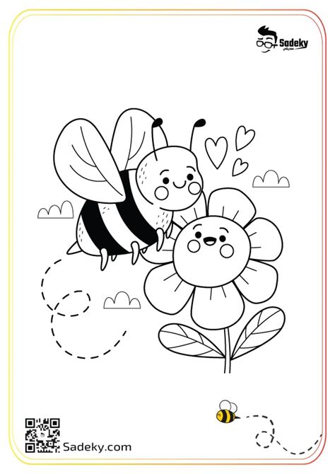 Bee With Flower Coloring Page Sadeky