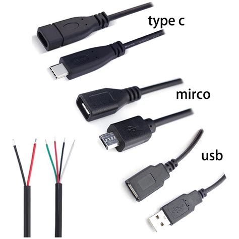 1M USB Tipo A Micro Conector Macho Fêmea C 2Pin 4pin Núcleo De