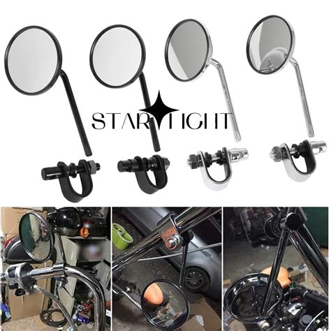 Motorcycle Clamp On Side Mirror RearView Side Mirror Round Handlebar