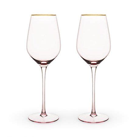 Twine Rose White Wine Glasses Gold Rimmed Pink Tinted Crystal Wine