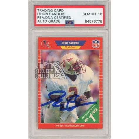 Deion Sanders Pro Set Football Autograph Rookie Card Psa Dna