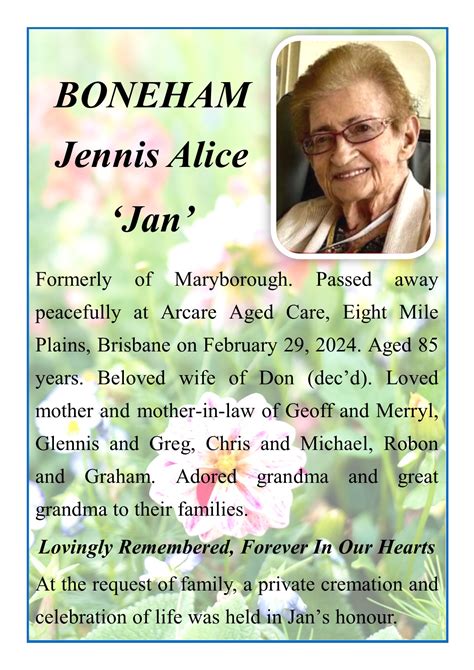 Funeral Notices and Memorials | Hervey Bay and Maryborough