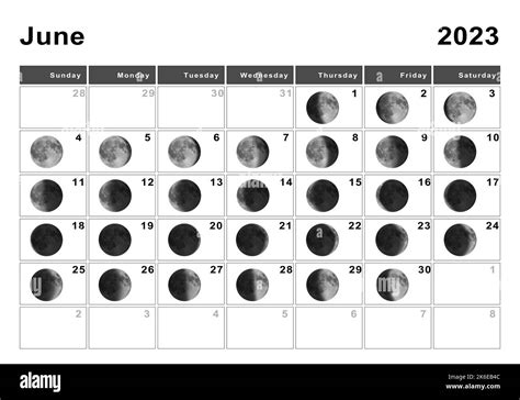 June 2023 Lunar calendar, Moon cycles, Moon Phases Stock Photo - Alamy