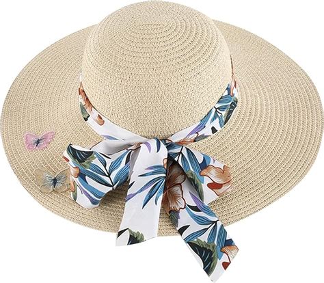 Women Wide Brim Straw Panama Hat Fedora Summer Beach Hat UPF Beach