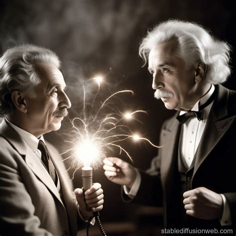 Einstein vs Tesla: A Technological Duel | Stable Diffusion Online