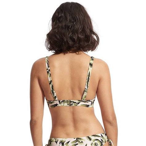 Seafolly Island In The Sun Longline Tri Bikini Top In Avocado