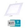 Kit 7 Painel Plafon Led Embutir Slim Quadrado 18w Branco Frio Cor