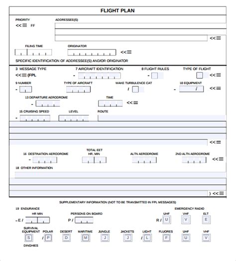 VFR Flight Plan Printable