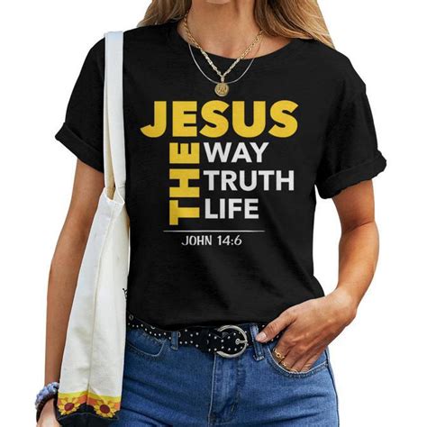 Yeshua Hebrew Name Jesus The Way Truth Life Christian Bible Women T Shirt Mazezy