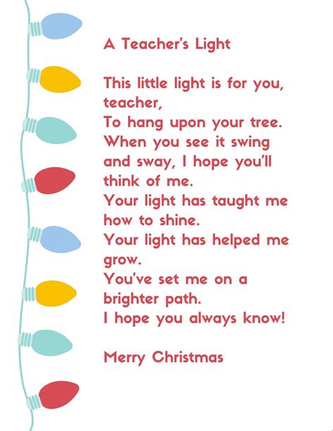 Merry Christmas Teacher Poem Download - Etsy