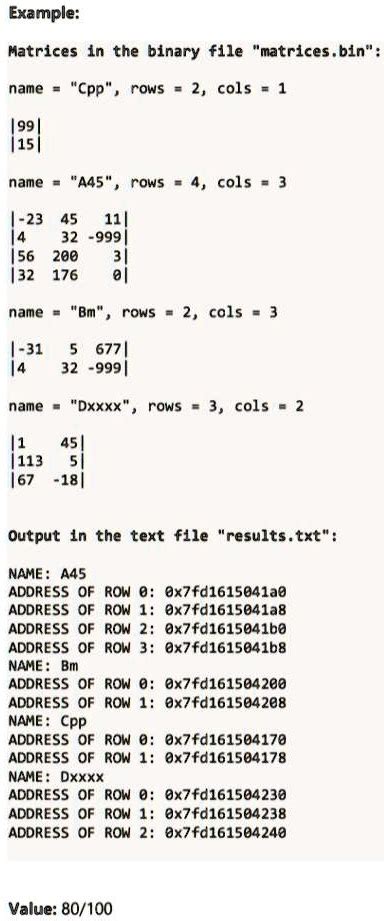 Solved Task Matrices In A Binary File A Binary File Named Matrices