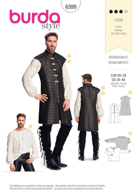 Game Of Thrones Men S Costume Pattern Burda 6399 2018 Renaissance