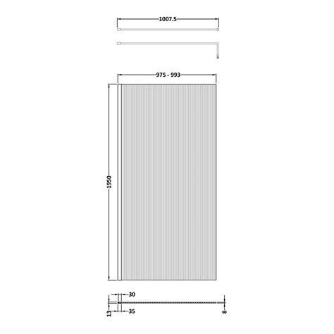 Hudson Reed Fluted Wetroom Shower Screen With Matt Black Profile