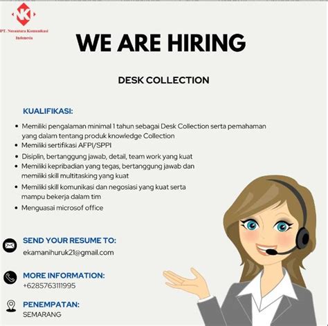 Lowongan Kerja Desk Collection Di PT Nusantara Komunikasi Indonesia