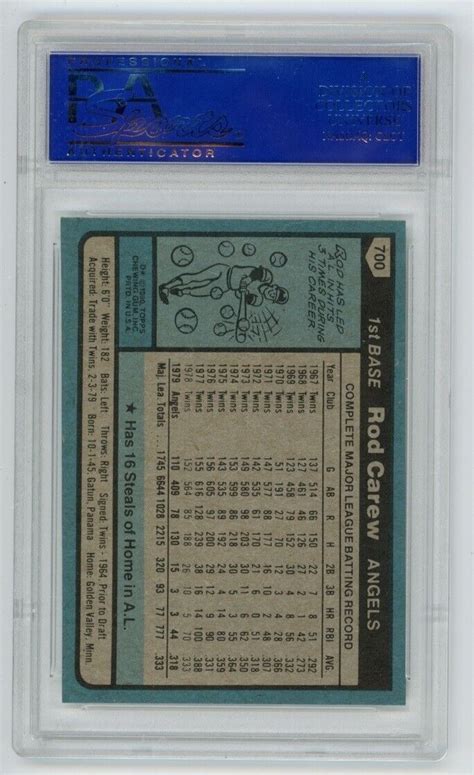 1980 Topps 700 Rod Carew California Angels HOF PSA 9 Mint EBay