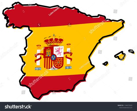 Simplified Map Spain Outline Slightly Bent Stock Vector Royalty Free