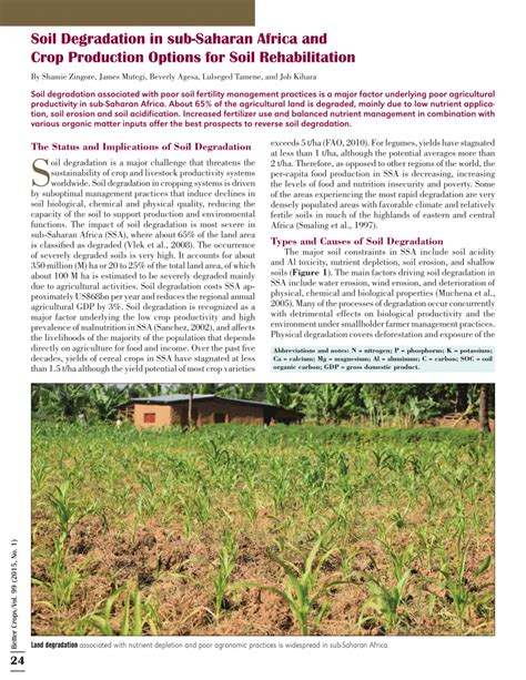 Pdf Soil Degradation In Sub Saharan Africa And Crop Production