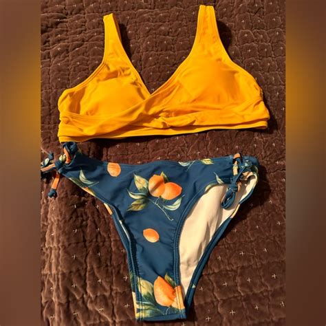 Shein Swim Nwt Lemon Yellow Bikini Set Sz L Poshmark