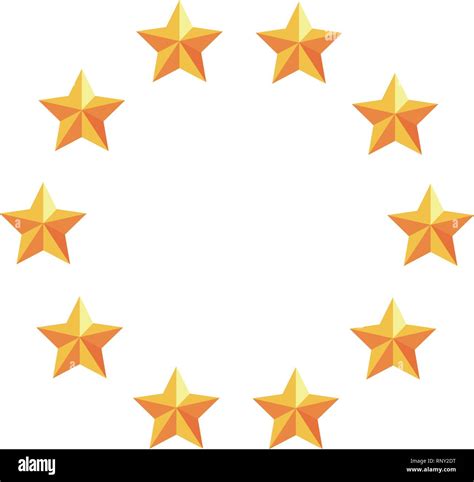 Golden Stars Circle Shaped On White Background Vector Illustration