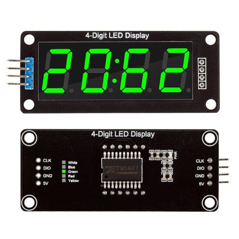 Modulo display 4 dígitos 7 segmentos TM1637 verde Tecnoteca