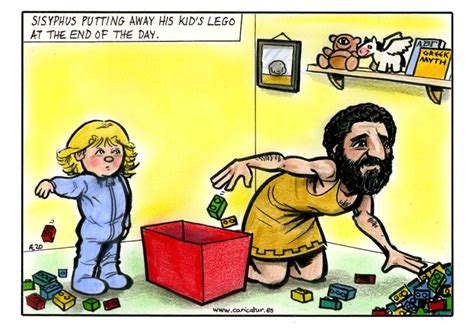 Sisyphus Cartoon: Putting Away the Lego at the End of the Day