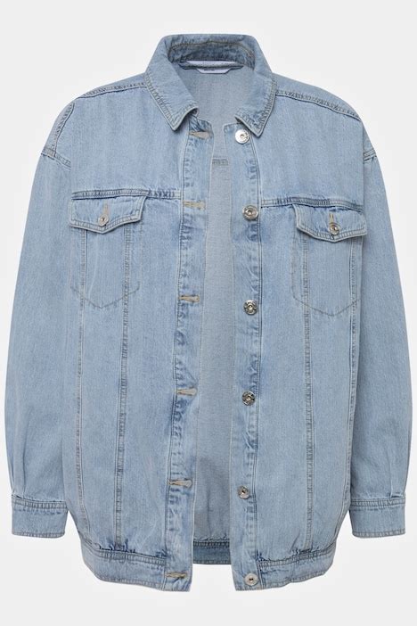 Veste En Jean Oversize Col Chemise Poches Manches Longues