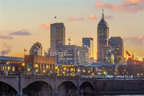 Downtown Indianapolis Skyline Cityscape Of Indiana In Usa Editorial