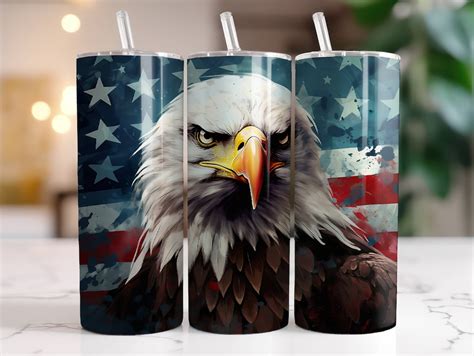 American Flag Eagle Tumbler Wrap PNG 20 Oz Skinny Tumbler Sublimation