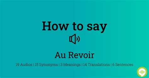 How to pronounce Au Revoir | HowToPronounce.com