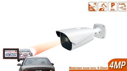 4MP HD 8 32mm License Plate Recognition LPR Bullet Network Camera IP