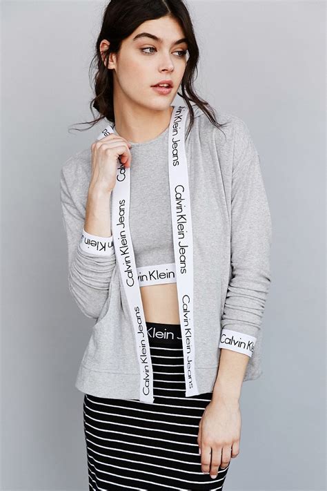 Lyst Calvin Klein For Uo Flyaway Hoodie Sweatshirt In Gray