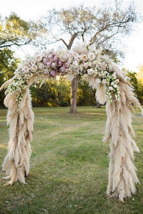 Top Bohemian Pampas Grass Wedding Arches Roses Rings Part