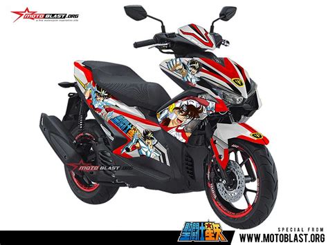 Modifikasi Striping Yamaha Aerox 155 Vva White Livery Saint Seiya