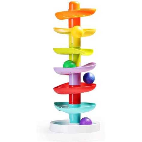 infunbebe Ball Drop Tower Colorful Ball Run Toy with 7 Balls for Toddlers, Activity Toy for ...