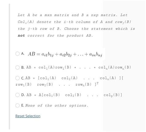 Solved Let A Be A Mxn Matrix And B A Nxp Matrix Let Coli A