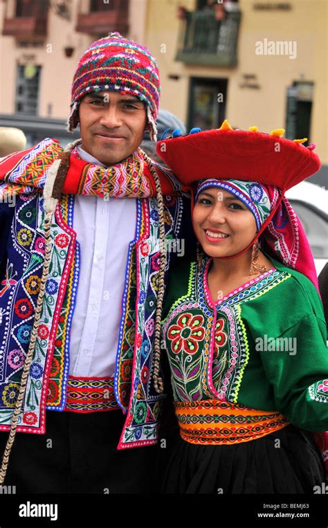 Cusco Peru September 5 Portrait Of Quechua Man And Woman Dressed