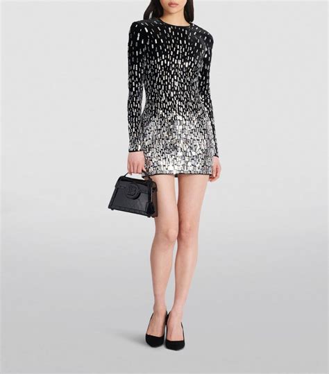 Womens Balmain Black Sequin Embellished Mini Dress Harrods Us