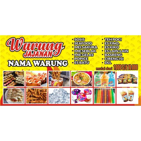 Jual Spanduk Warung Jajanan Bisa Ganti Nama Dan Menu Shopee Indonesia