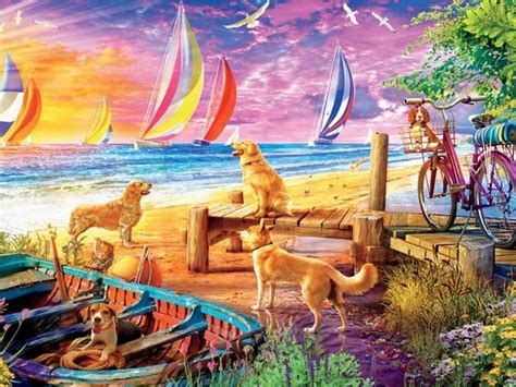 Blije Honden Aan Zee Online Puzzel