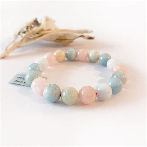 Morganite Beaded Stretch Bracelet - 4mm, 10mm - Healing Crystals ...